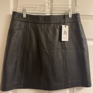 Reiss Black Leather Mini Skirt, Sz 8, NWT